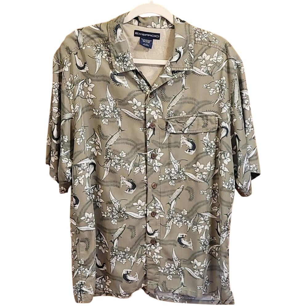 Exofficio Button Up Men's Short Sleeve Gorpcore Shirt Size L Fisherman Outdoors